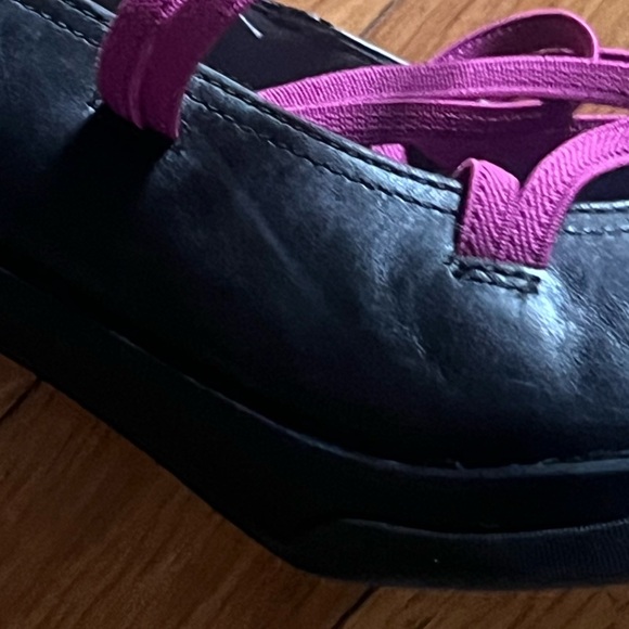 Merrell Mary Jane Evera Womens Size 9.5 Shoes Black Leather Pink Straps Heels - Picture 2 of 11